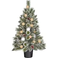 Black Box Kaprun Sapin de Noël artificiel en pot avec éclairage LED et fonction minuterie - H90 cm - vert, argenté