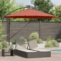 Prolenta Parasol exclusif - Dimensions : 294 x 294 x 248 cm. Matériaux : polyester et aluminium