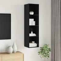 Prolenta Meuble TV exclusif - Ensemble de meubles TV de 37 x 37 x 142,5 cm, finition noire imitation chêne