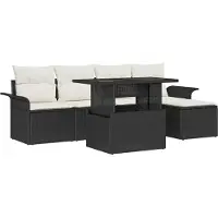 Syfax Ensemble de canapé de jardin avec coussin 8 pcs Noir Poly rotin