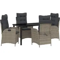 Syfax Ensemble de salle à manger pour jardin 5 pcs Gris polyrotin