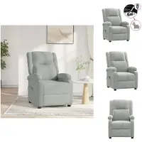 vidaXL Fauteuil Relax Electrique Gris Clair Velours - Fauteuil