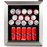 Primo PR194BC Réfrigérateur à boissons - Minibar - Mini réfrigérateur - Porte vitrée - Pose libre - 46L - C - Noir