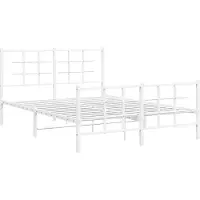 Syfax Cadre de lit métal sans matelas et pied de lit blanc 140x190 cm
