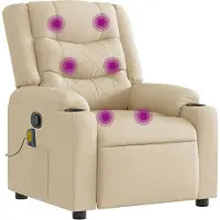 Syfax Fauteuil de massage inclinable Crème Tissu