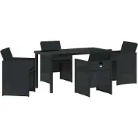 Syfax Ensemble de salle à manger pour jardin 5 pcs Noir polyrotin