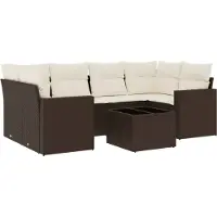 vidaXL Ensemble de salon de jardin 7 pièces avec coussins Marron Poly rotin