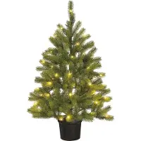 Black Box Trees Nagoya Sapin de Noël artificiel en pot avec éclairage LED - H90 x Ø55 cm - Vert