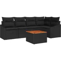Syfax Ensemble de canapé de jardin avec stockage 6 pcs Noir polyrotin