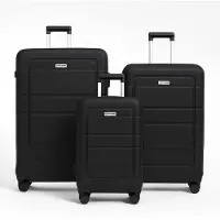 Omna | Valise sur roulettes Set NEVADA - 3 pièces - Noir - Elégant et fonctionnel - Idéal pour les voyageurs