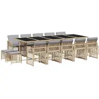 Syfax Ensemble à manger de jardin et coussins 15 pcs beige