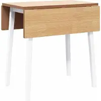 Syfax Table à manger blanc bois massif et caoutchouc