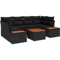 Syfax Ensemble de canapé de jardin avec coussin 6 pcs Noir Poly rotin