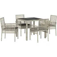 Syfax Ensemble de salle à manger pour jardin 5 pcs Gris clair