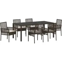Syfax Ensemble de salle à manger pour jardin 7 pcs Marron polyrotin