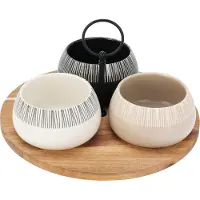 Excellent houseware Bols à grignoter RORI, 3 pièces + plateau avec poignée