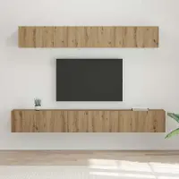 Prolenta Meuble TV exclusif - Ensemble de 5 pièces en bois stratifié imitation chêne massif