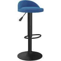 Syfax Tabouret de bar Bleu Velours