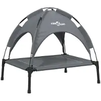 Syfax Lit pour chien avec auvent anthracite tissu Oxford et acier