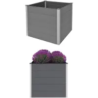 Syfax Lit surélevé de jardin WPC 100x100x91 cm Gris