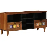 Syfax Meuble TV Noyer 100 x 33 x 46 cm Bois de mangue massif