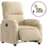 Syfax Fauteuil inclinable électrique crème tissu microfibre