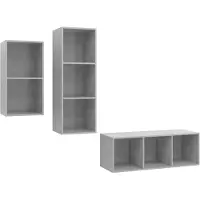 Syfax Ensemble de meuble TV 3 pcs Gris béton Bois d'ingénierie