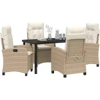 Syfax Ensemble de salle à manger pour jardin 5 pcs Beige polyrotin