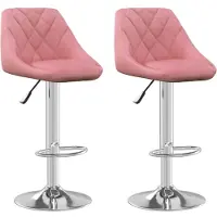 Syfax Tabourets de bar lot de 2 rose velours