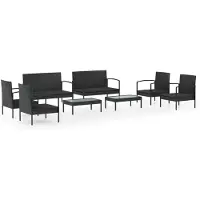 Syfax Salon de jardin 8 pcs avec coussins résine tressée noir