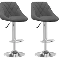 Syfax Tabourets de bar lot de 2 gris foncé velours