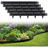 TolleTour Bordure de pelouse avec pointes Métal 100 x 18 cm 25m Bordure de plate-bande Bordure de tonte Galvanisé Limitation de chemin Bordure de plate-bande Palisade Noir