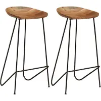 Syfax Tabourets de bar lot de 2 bois d'acacia massif