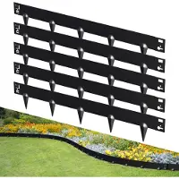 Izrielar Bordure de pelouse avec pointes métalliques 100 x 15 cm 25 m Bordure de parterre Bordure de tonte Galvanisée Délimitation de chemin Bordure de parterre Palissade Noir
