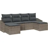 Syfax Ensemble de Canapés avec coussin 6 pcs Gris polyrotin