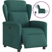 Syfax Fauteuil Relax Electrique Tissu Vert Foncé