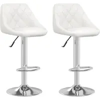 Syfax Tabourets de bar lot de 2 blanc similicuir