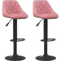 Syfax Tabourets de bar lot de 2 rose velours
