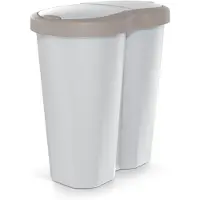 Prosperplast Corbeille à déchets Compacta R Duo marron/ashmir capacité 40L un compartiment deux couvercles NDRF40-WG5C_427C