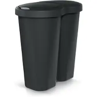 Prosperplast Corbeille à déchets Compacta R Duo noire capacité 40L un compartiment deux couvercles NDRF40-S411