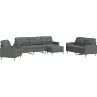 Syfax Ensemble de canapés 4 pcs avec repose-pied gris foncé tissu