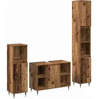 Syfax Ensemble de mobilier de salle de bain 3 pcs Bois Ancien