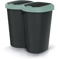 Prosperplast Poubelle Compacta B Duo vert/noir capacité 40L un compartiment deux couvercles montage mural NDBS40-5575C_S411