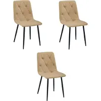 Leobert Chaise - - Libra - Tissu Marron/Pieds Noirs - 44,5 X 54,5 X 87 Cm - Lot De 3