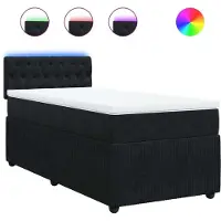 Syfax Sommier à lattes de lit avec matelas Noir 90x190 cm Velours