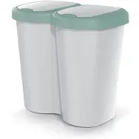 Prosperplast Poubelle Compacta B Duo vert/ashmir capacité 40 l un compartiment deux couvercles montage mural NDBS40-5575C_427C