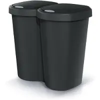 Prosperplast Poubelle Compacta B Duo noire capacité 40 l un compartiment deux couvercles montage mural NDBS40-S411