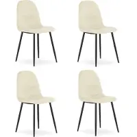 Leobert Chaise - - Como - Velours Beige - 44,5 X 50,5 X 87,5 Cm - Lot De 4
