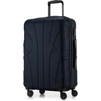 Suitline - Valise rigide de taille moyenne avec joint d'expansion Check-In Bagages Trolley extensible Valise à roulettes Valise de voyage, taille M, 4 roulettes, TSA, 66 cm, 100% ABS,Bleu foncé