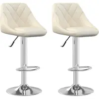 Syfax Tabourets de bar lot de 2 crème velours